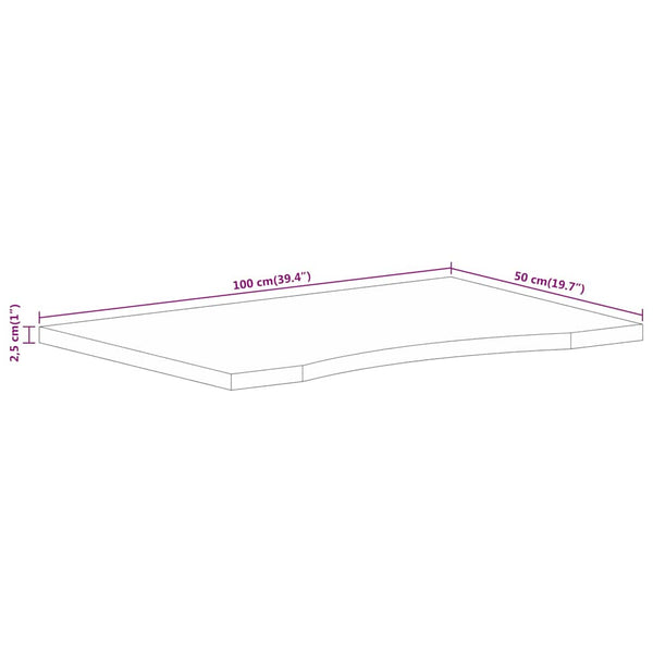 vidaXL Desk Top with Cut-out 100x50x2.5 cm Solid Mango Wood
