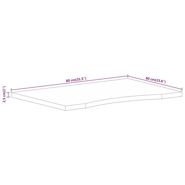 vidaXL Desk Top with Cutout 80x60x2.5 cm Solid Mango Wood