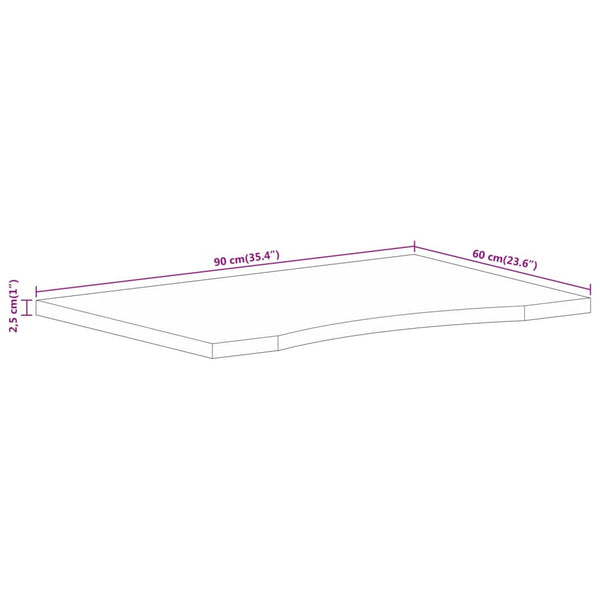 vidaXL Desk Worktop with Cut-Out 90x60x2.5 cm Solid Mango Wood
