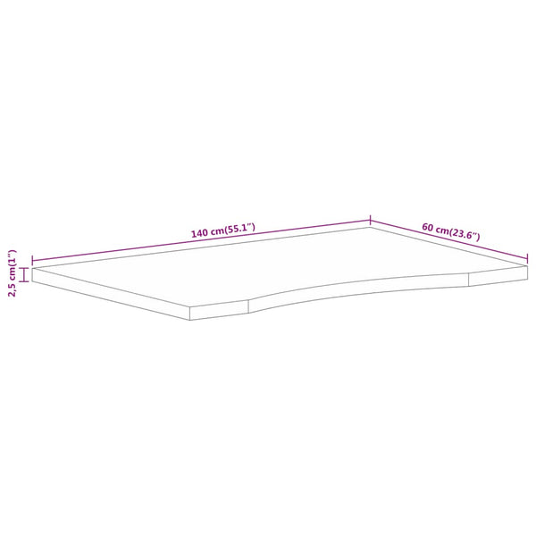 vidaXL Desk Top with Cut-out 140x60x2.5 cm Solid Mango Wood