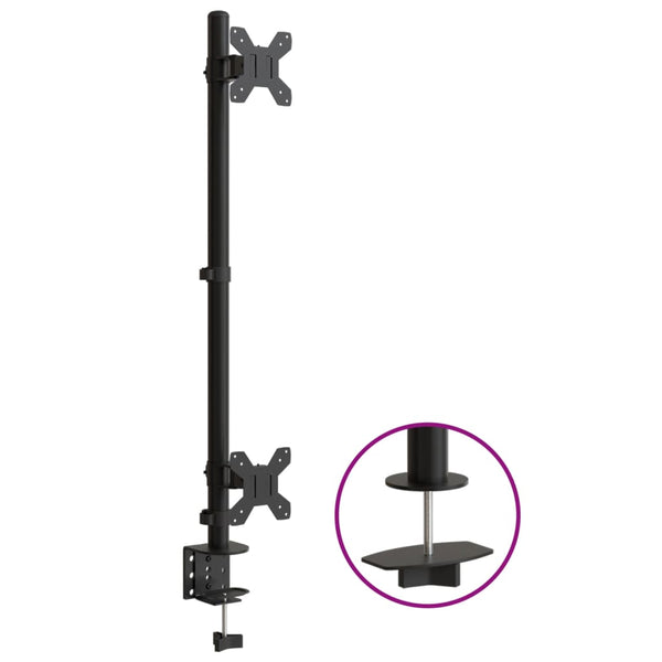 vidaXL Desk Mount for 2 Monitors Black Steel VESA 75/100 mm