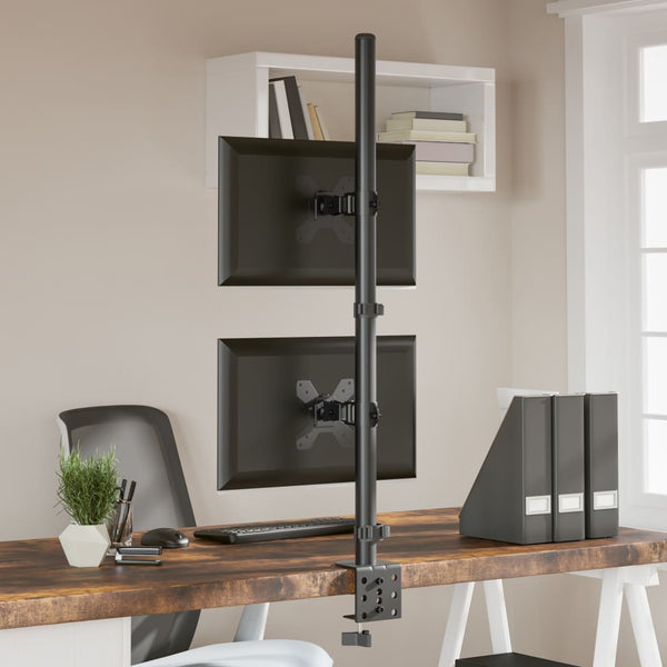 vidaXL Desk Mount for 2 Monitors Black Steel VESA 75/100 mm