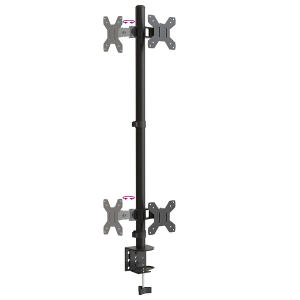 vidaXL Desk Mount for 2 Monitors Black Steel VESA 75/100 mm