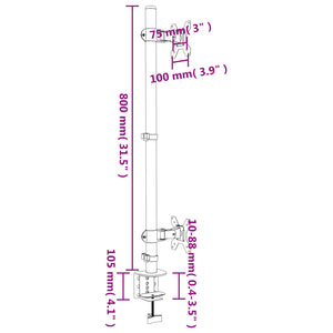 vidaXL Desk Mount for 2 Monitors Black Steel VESA 75/100 mm