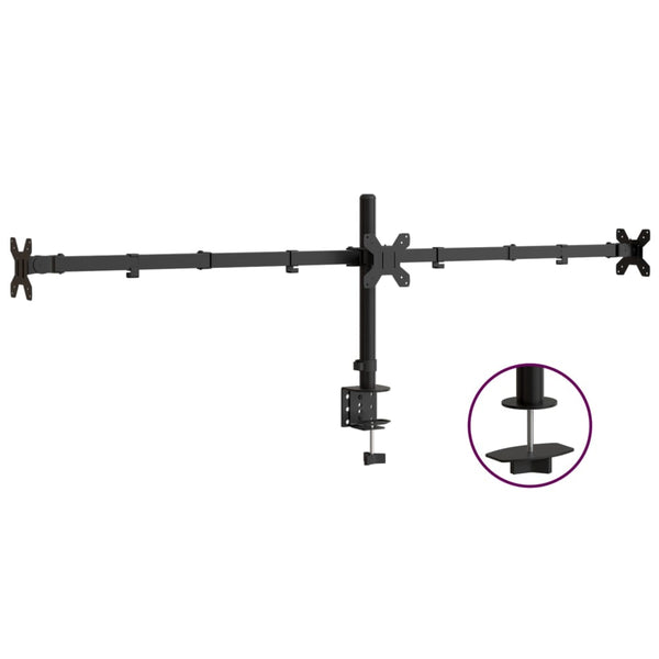 vidaXL Desk Mount for 3 Monitors Black Steel VESA 75/100 mm