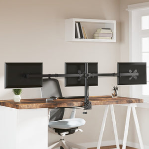 vidaXL Desk Mount for 3 Monitors Black Steel VESA 75/100 mm