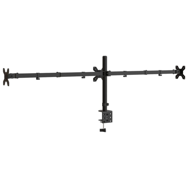 vidaXL Desk Mount for 3 Monitors Black Steel VESA 75/100 mm