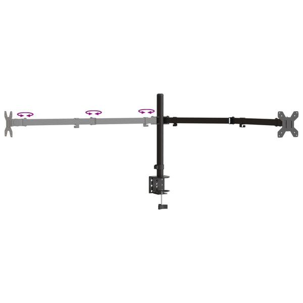 vidaXL Desk Mount for 3 Monitors Black Steel VESA 75/100 mm