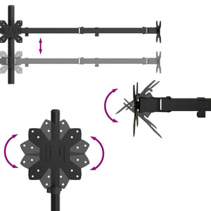 vidaXL Desk Mount for 3 Monitors Black Steel VESA 75/100 mm