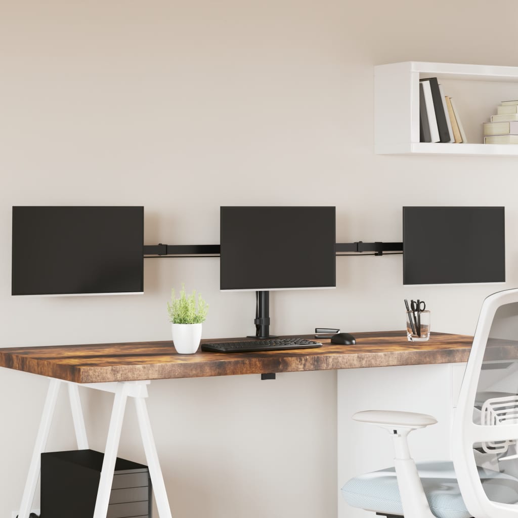 vidaXL Desk Mount for 3 Monitors Black Steel VESA 75/100 mm