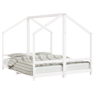 vidaXL Kids Bed White 2x(80x200) cm Solid Pine Wood