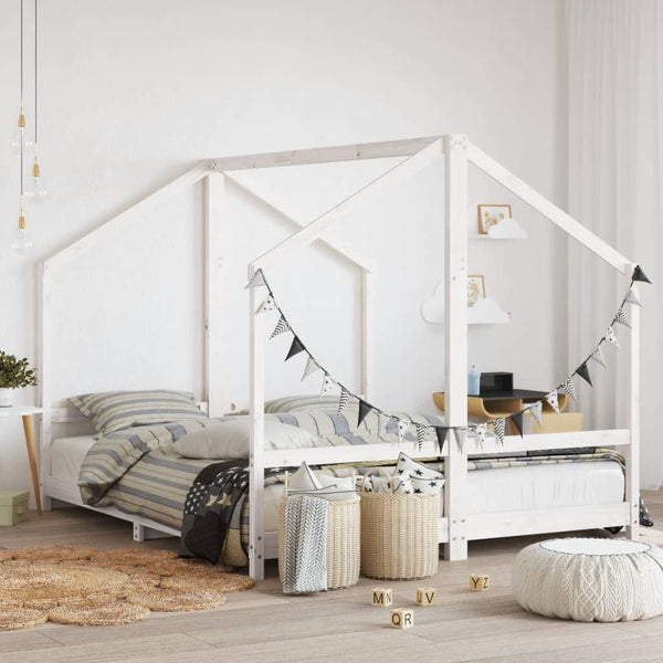 vidaXL Kids Bed White 2x(80x200) cm Solid Pine Wood
