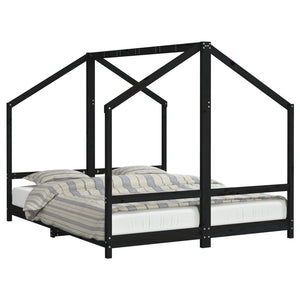 vidaXL Children's Bed Black 2x(80x200) cm Solid Pine Wood