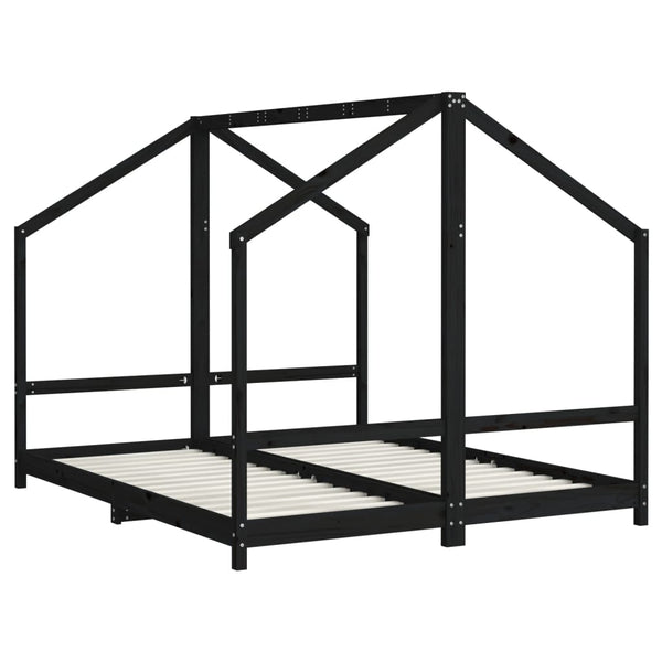 vidaXL Children's Bed Black 2x(80x200) cm Solid Pine Wood