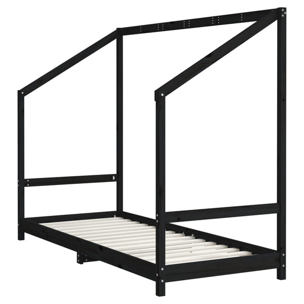 vidaXL Children's Bed Black 2x(80x200) cm Solid Pine Wood