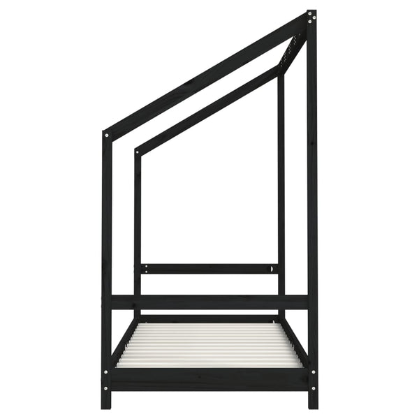 vidaXL Children's Bed Black 2x(80x200) cm Solid Pine Wood