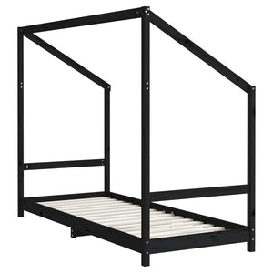 vidaXL Children's Bed Black 2x(80x200) cm Solid Pine Wood