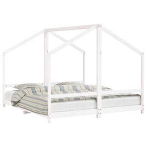 vidaXL Kids Bed White 2x(90x200) cm Solid Pine Wood