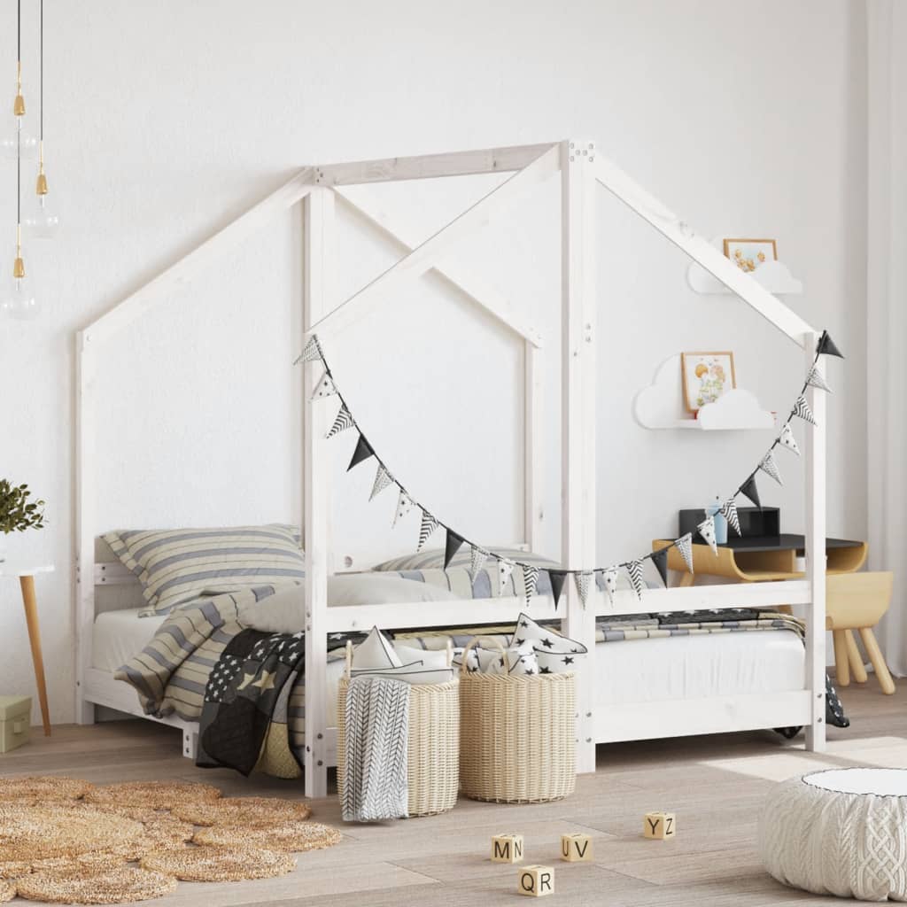 vidaXL Children's Bed White 2x(70x140) cm Solid Pine Wood
