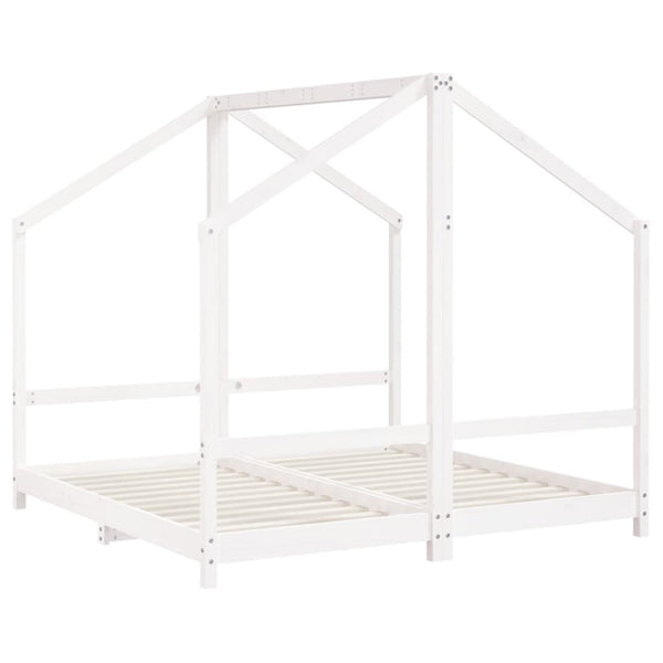 vidaXL Children's Bed White 2x(80x160) cm Solid Pine Wood