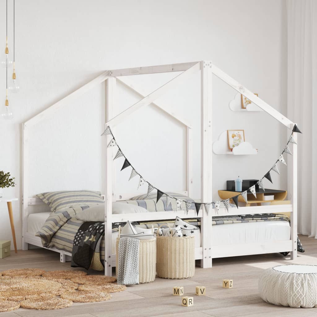 vidaXL Children's Bed White 2x(80x160) cm Solid Pine Wood