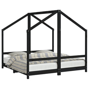 vidaXL Kids Bed Black 2x(80x160) cm Solid Pine Wood