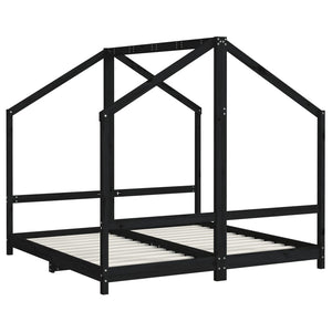vidaXL Kids Bed Black 2x(80x160) cm Solid Pine Wood
