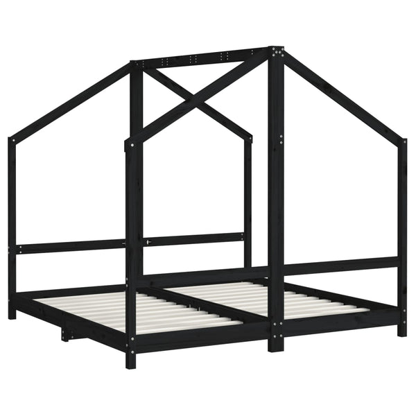 vidaXL Kids Bed Black 2x(80x160) cm Solid Pine Wood