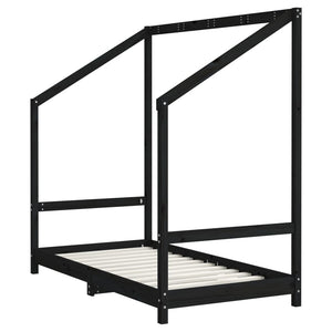 vidaXL Kids Bed Black 2x(80x160) cm Solid Pine Wood
