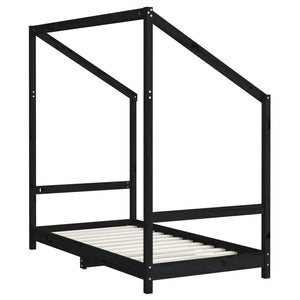 vidaXL Kids Bed Black 2x(80x160) cm Solid Pine Wood