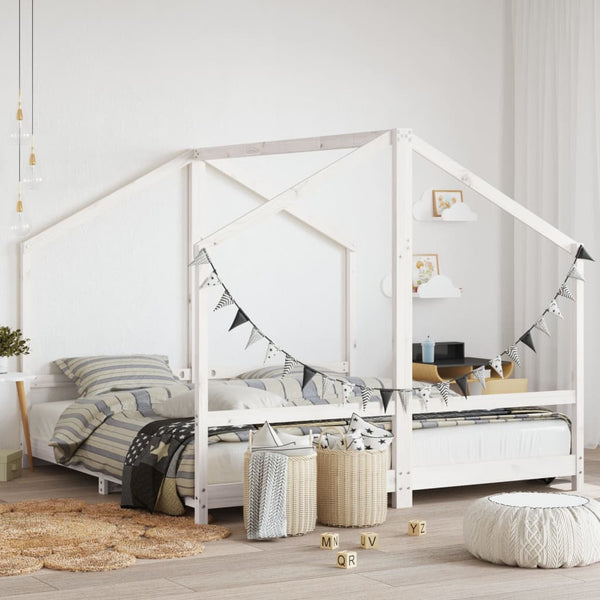 vidaXL Kids Bed White 2x(90x190) cm Solid Pine Wood