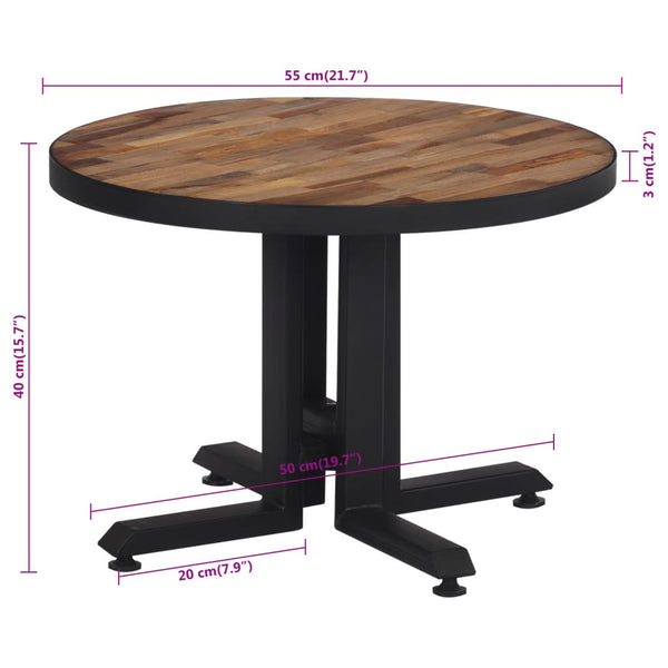 vidaXL Coffee Table Round Ø55x40 cm Solid Reclaimed Teak Wood