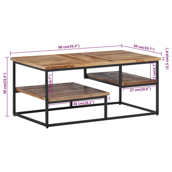 vidaXL Coffee Table 90x50x39 cm Recycled Solid Teak Wood