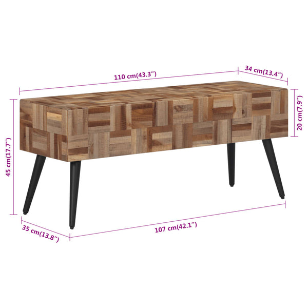 vidaXL Bench 110x35x45 cm Solid Reclaimed Teak Wood