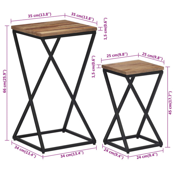 vidaXL Side Tables 2 pcs. Recycled Solid Teak Wood