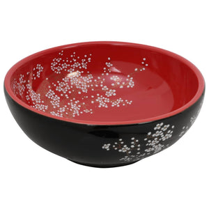 vidaXL Countertop Basin Black and Red Round Ø41x14 cm Ceramic