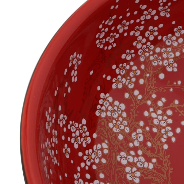 vidaXL Countertop Basin Black and Red Round Ø41x14 cm Ceramic