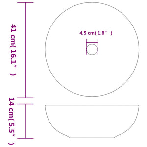 vidaXL Countertop Basin Black and Red Round Ø41x14 cm Ceramic