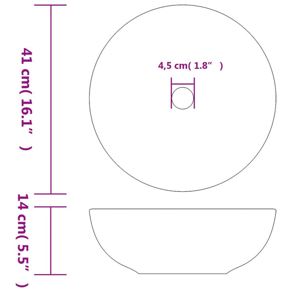 vidaXL Countertop Basin Black and Red Round Ø41x14 cm Ceramic