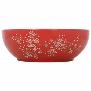vidaXL Countertop Basin White and Red Round Ø41x14 cm Ceramic