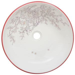 vidaXL Countertop Basin White and Red Round Ø41x14 cm Ceramic