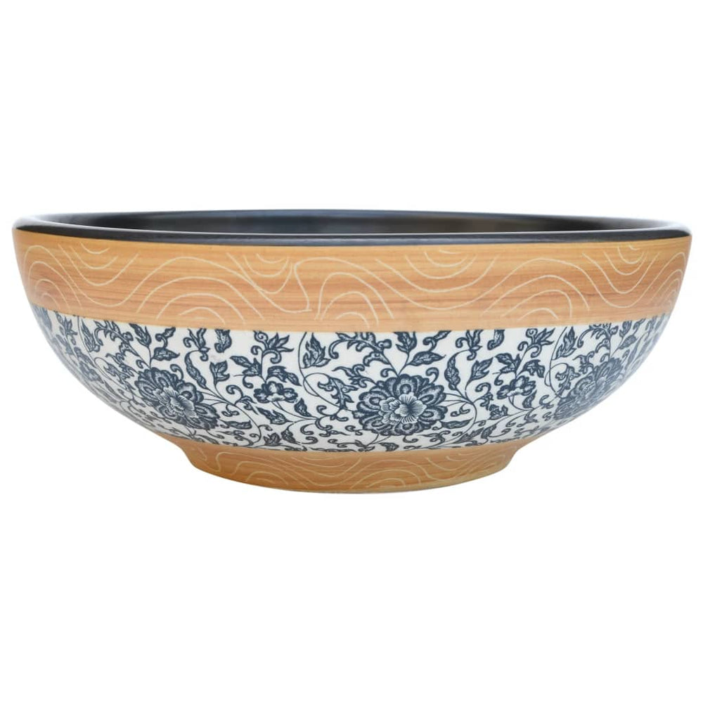 vidaXL Countertop Basin Multicolour Round Ø41x14 cm Ceramic