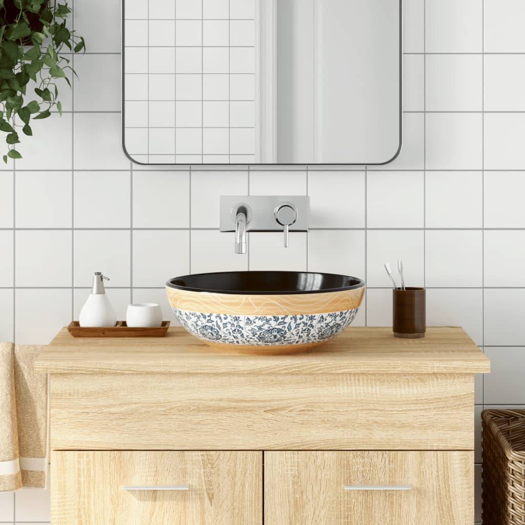 vidaXL Countertop Basin Multicolour Round Ø41x14 cm Ceramic