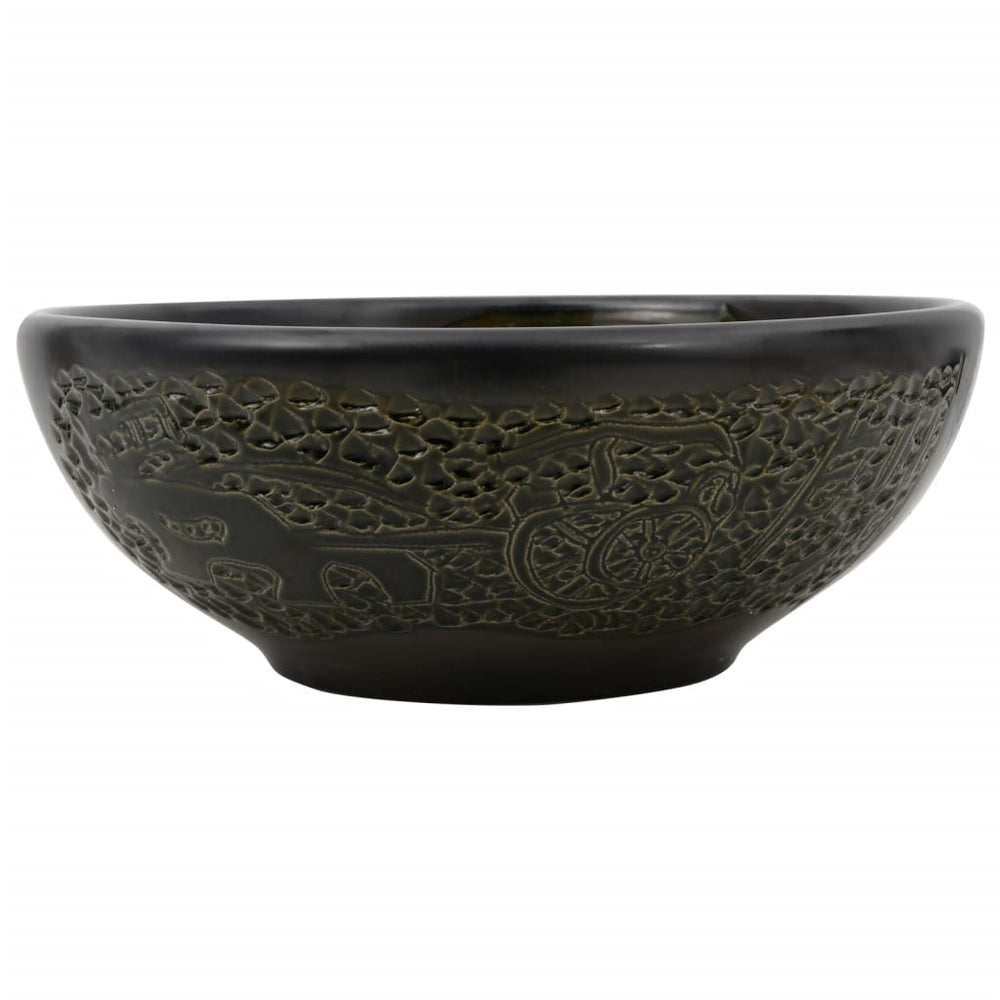 vidaXL Countertop Basin Black Round Ø41x14 cm Ceramic