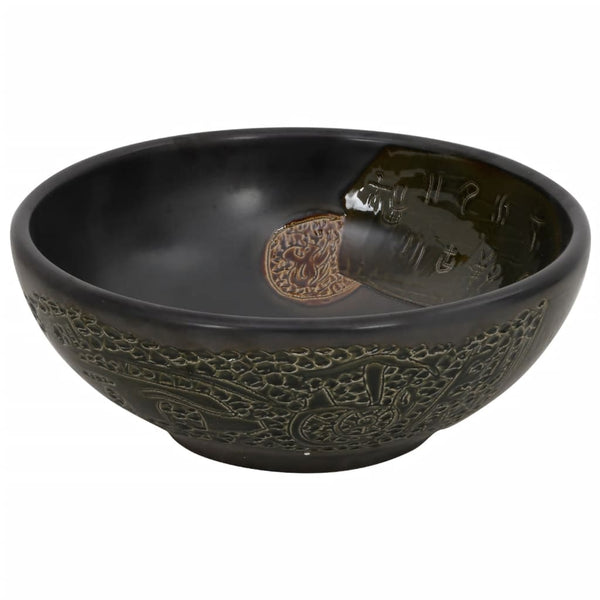 vidaXL Countertop Basin Black Round Ø41x14 cm Ceramic