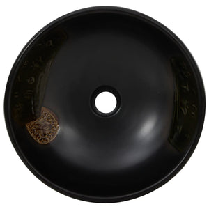 vidaXL Countertop Basin Black Round Ø41x14 cm Ceramic