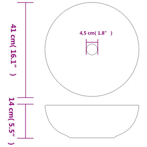 vidaXL Countertop Basin Black Round Ø41x14 cm Ceramic