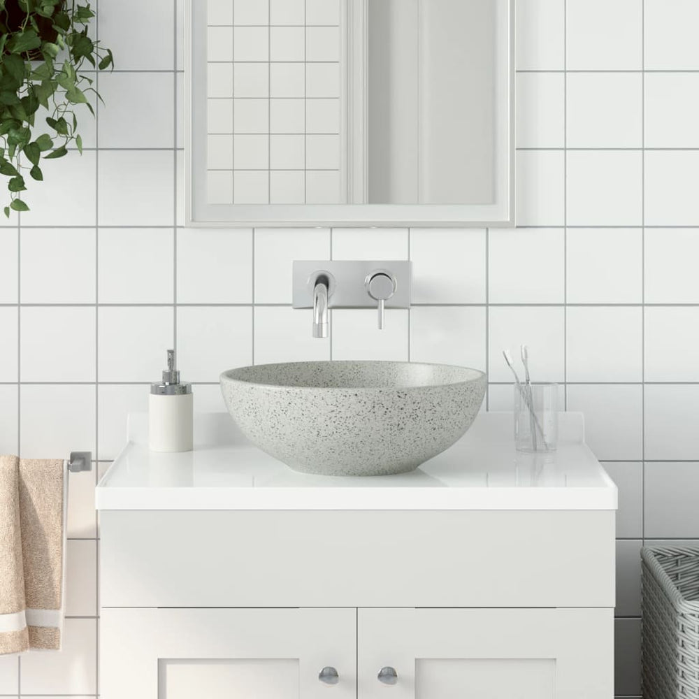vidaXL Countertop Basin Grey Round Ø41x14 cm Ceramic