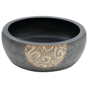 vidaXL Countertop Basin Black and Brown Round Ø41x14 cm Ceramic