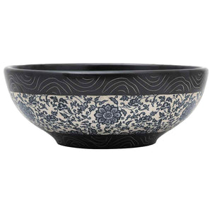 vidaXL Countertop Basin Black and Blue Round Ø41x14 cm Ceramic